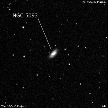 NGC 5093 - спиральная галактика. Описание NGC 5093:, Галактика в созвездии Гончие Псы