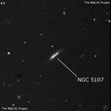 NGC 5107 - спиральная галактика с баром. Описание NGC 5107:, Галактика в созвездии Гончие Псы