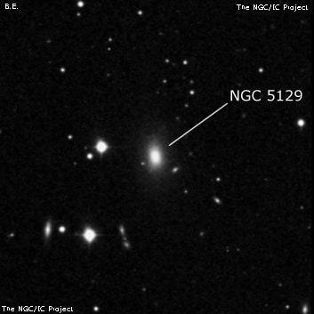 NGC 5129 - эллиптическая галактика. Описание NGC 5129:, Галактика в созвездии Дева
