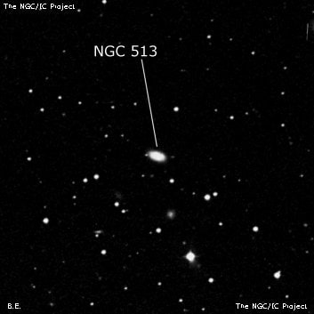 NGC 513 - спиральная галактика. Описание NGC 513:, Галактика в созвездии Андромеда