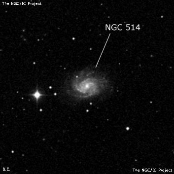 NGC 514 - спиральная галактика с баром. Описание NGC 514:, Галактика в созвездии Рыбы