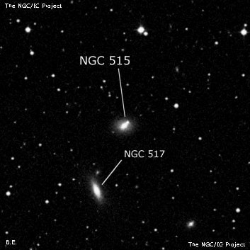 NGC 515 - линзовидная галактика. Описание NGC 515:, Галактика в созвездии Рыбы