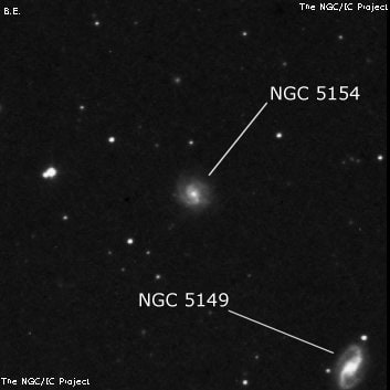 NGC 5154 - спиральная галактика. Описание NGC 5154:, Галактика в созвездии Гончие Псы