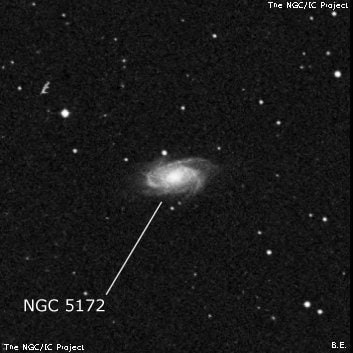NGC 5172 - спиральная галактика с баром. Описание NGC 5172:, Галактика в созвездии Волосы Вероники