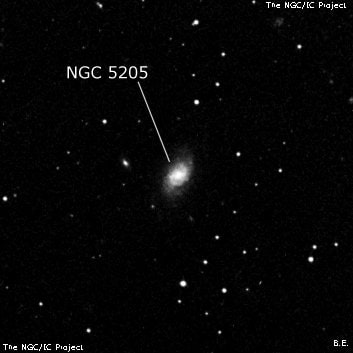 NGC 5205 - спиральная галактика. Описание NGC 5205:, Галактика в созвездии Большая Медведица