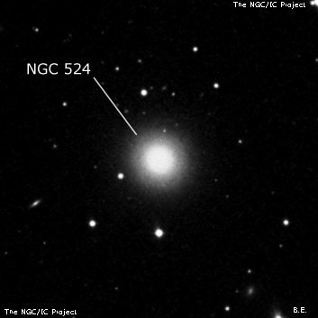NGC 524 - линзовидная галактика. Описание NGC 524:, Галактика в созвездии Рыбы