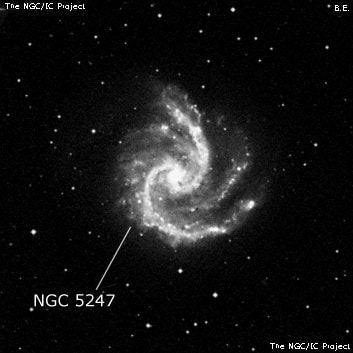 NGC 5247 - спиральная галактика с баром. Описание NGC 5247:, Галактика в созвездии Дева