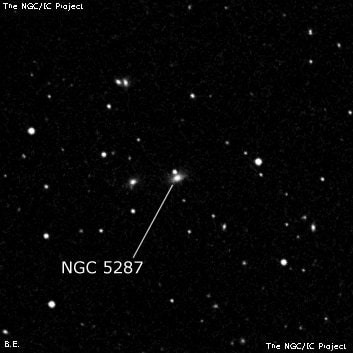 NGC 5287 - линзовидная галактика. Описание NGC 5287:, Галактика в созвездии Гончие Псы