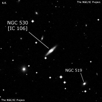NGC 530 - линзовидная галактика. Описание NGC 530:, Галактика в созвездии Кит
