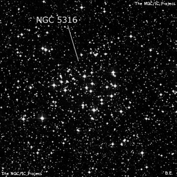 NGC 5316 - рассеянное скопление звёзд. Описание NGC 5316:, Рассеянное скопление в созвездии Центавр