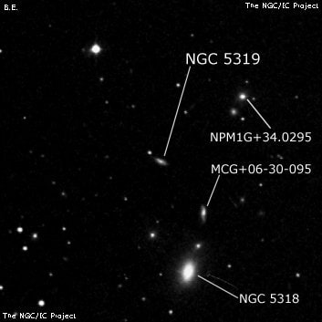 NGC 5319 - спиральная галактика. Описание NGC 5319:, Галактика в созвездии Гончие Псы