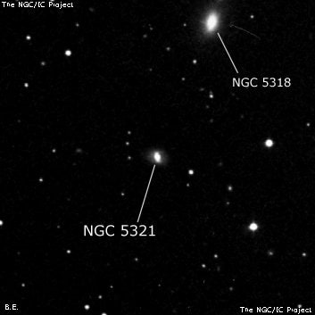 NGC 5321 - спиральная галактика с баром. Описание NGC 5321:, Галактика в созвездии Гончие Псы