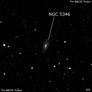 NGC 5346 - спиральная галактика. Описание NGC 5346:, Галактика в созвездии Гончие Псы