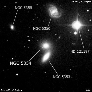 NGC 5354 - линзовидная галактика. Описание NGC 5354:, Галактика в созвездии Гончие Псы