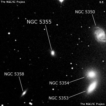 NGC 5355 - линзовидная галактика. Описание NGC 5355:, Галактика в созвездии Гончие Псы