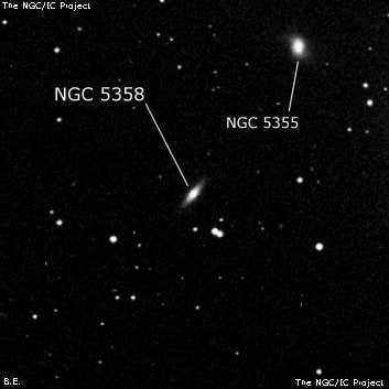 NGC 5358 - линзовидная галактика. Описание NGC 5358:, Галактика в созвездии Гончие Псы