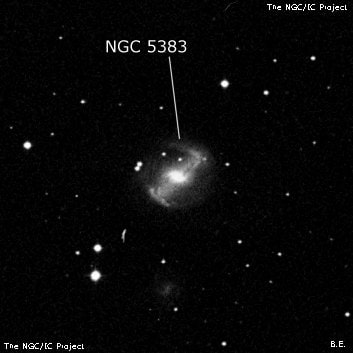 NGC 5383 - спиральная галактика с баром. Описание NGC 5383:, Галактика в созвездии Гончие Псы
