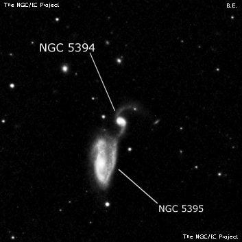 NGC 5394 - спиральная галактика с баром. Описание NGC 5394:, Галактика в созвездии Гончие Псы