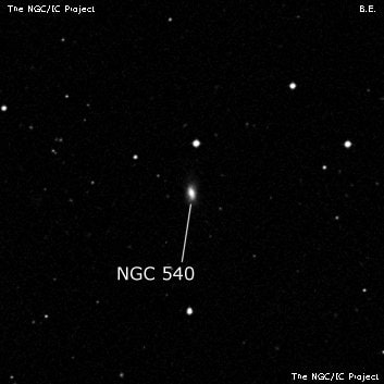 NGC 540 - спиральная галактика с баром. Описание NGC 540:, Галактика в созвездии Кит