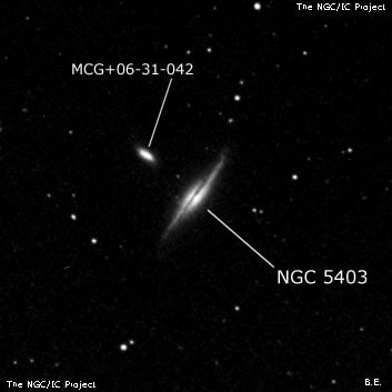NGC 5403 - спиральная галактика с баром. Описание NGC 5403:, Галактика в созвездии Гончие Псы