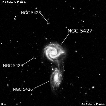 NGC 5427 - спиральная галактика с баром. Описание NGC 5427:, Галактика в созвездии Дева