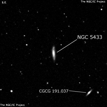 NGC 5433 - спиральная галактика. Описание NGC 5433:, Галактика в созвездии Гончие Псы