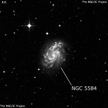 NGC 5584 - спиральная галактика с баром. Описание NGC 5584:, Галактика в созвездии Дева