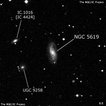 NGC 5619 - спиральная галактика. Описание NGC 5619:, Галактика в созвездии Дева