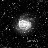 NGC 5643 - спиральная галактика с баром. Описание NGC 5643:, Галактика в созвездии Волк