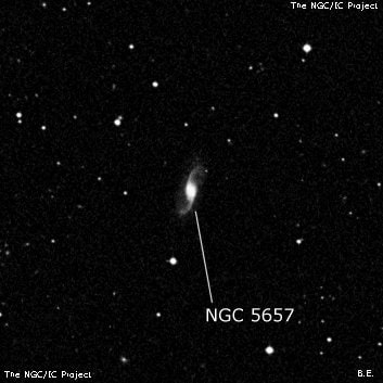 NGC 5657 - спиральная галактика с баром. Описание NGC 5657:, Галактика в созвездии Волопас