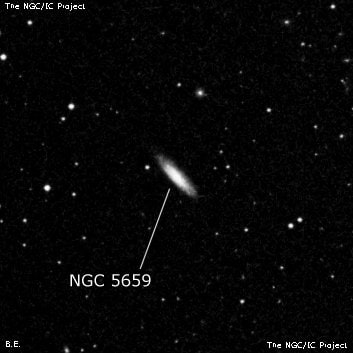 NGC 5659 - спиральная галактика. Описание NGC 5659:, Галактика в созвездии Волопас