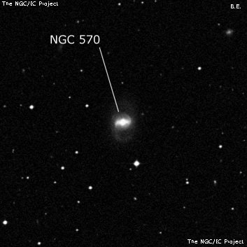 NGC 570 - спиральная галактика с баром. Описание NGC 570:, Галактика в созвездии Кит