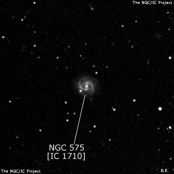 NGC 575 - спиральная галактика с баром. Описание NGC 575:, Галактика в созвездии Рыбы