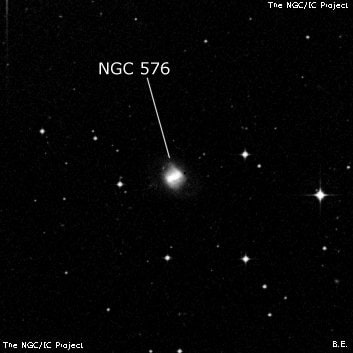 NGC 576 - спиральная галактика с баром. Описание NGC 576:, Галактика в созвездии Феникс