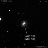 NGC 577 - спиральная галактика с баром. Описание NGC 577:, Объект глубокого космоса в созвездии Кит
