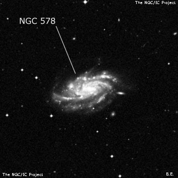 NGC 578 - спиральная галактика с баром. Описание NGC 578:, Галактика в созвездии Кит