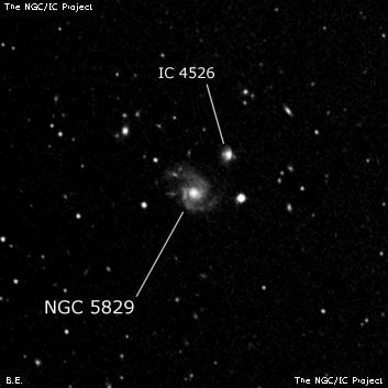 NGC 5829 - спиральная галактика. Описание NGC 5829:, Галактика в созвездии Волопас