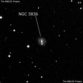 NGC 5836 - спиральная галактика с баром. Описание NGC 5836:, Галактика в созвездии Малая Медведица