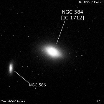 NGC 584 - эллиптическая галактика. Описание NGC 584:, Галактика в созвездии Кит