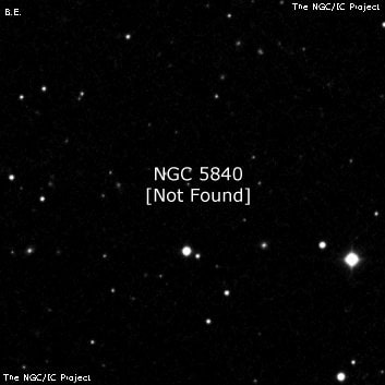 NGC 5840 - по указанным Генри Дрейером координатам, объект повторно не найден; . Описание NGC 5840:, Объект глубокого космоса в созвездии Волопас