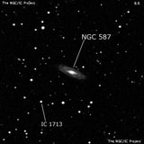 NGC 587 - спиральная галактика с баром. Описание NGC 587:, Галактика в созвездии Треугольник