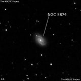 NGC 5874 - спиральная галактика с баром. Описание NGC 5874:, Галактика в созвездии Волопас