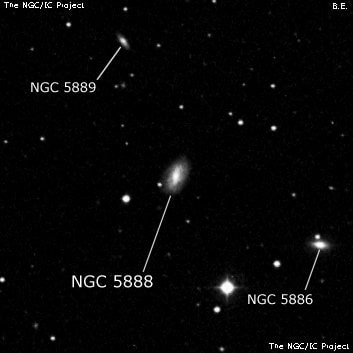 NGC 5888 - спиральная галактика с баром. Описание NGC 5888:, Галактика в созвездии Волопас