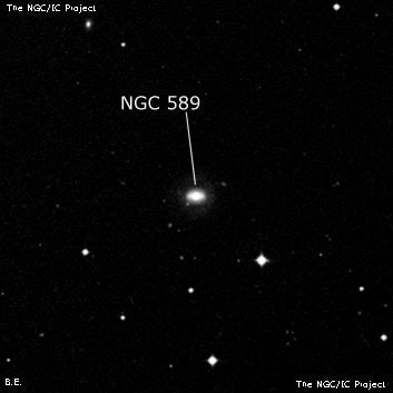 NGC 589 - линзовидная галактика. Описание NGC 589:, Галактика в созвездии Кит