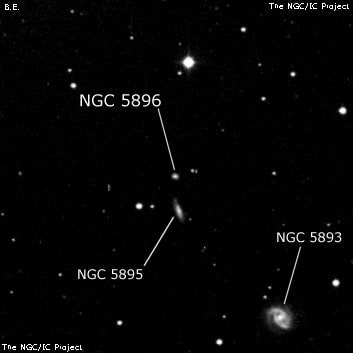 NGC 5896 - линзовидная галактика. Описание NGC 5896:, Галактика в созвездии Волопас