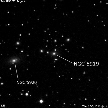 NGC 5919 - эллиптическая галактика. Описание NGC 5919:, Галактика в созвездии Змея