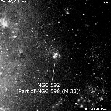 NGC 592 - H 2 -регион или часть галактики. Описание NGC 592:, Объект глубокого космоса в созвездии Треугольник