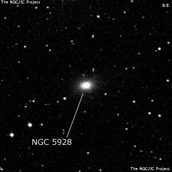 NGC 5928 - линзовидная галактика. Описание NGC 5928:, Галактика в созвездии Змея