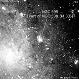 NGC 595 - H 2 -регион или часть галактики. Описание NGC 595:, Область H II в созвездии Треугольник