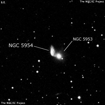 NGC 5954 - спиральная галактика с баром. Описание NGC 5954:, Галактика в созвездии Змея